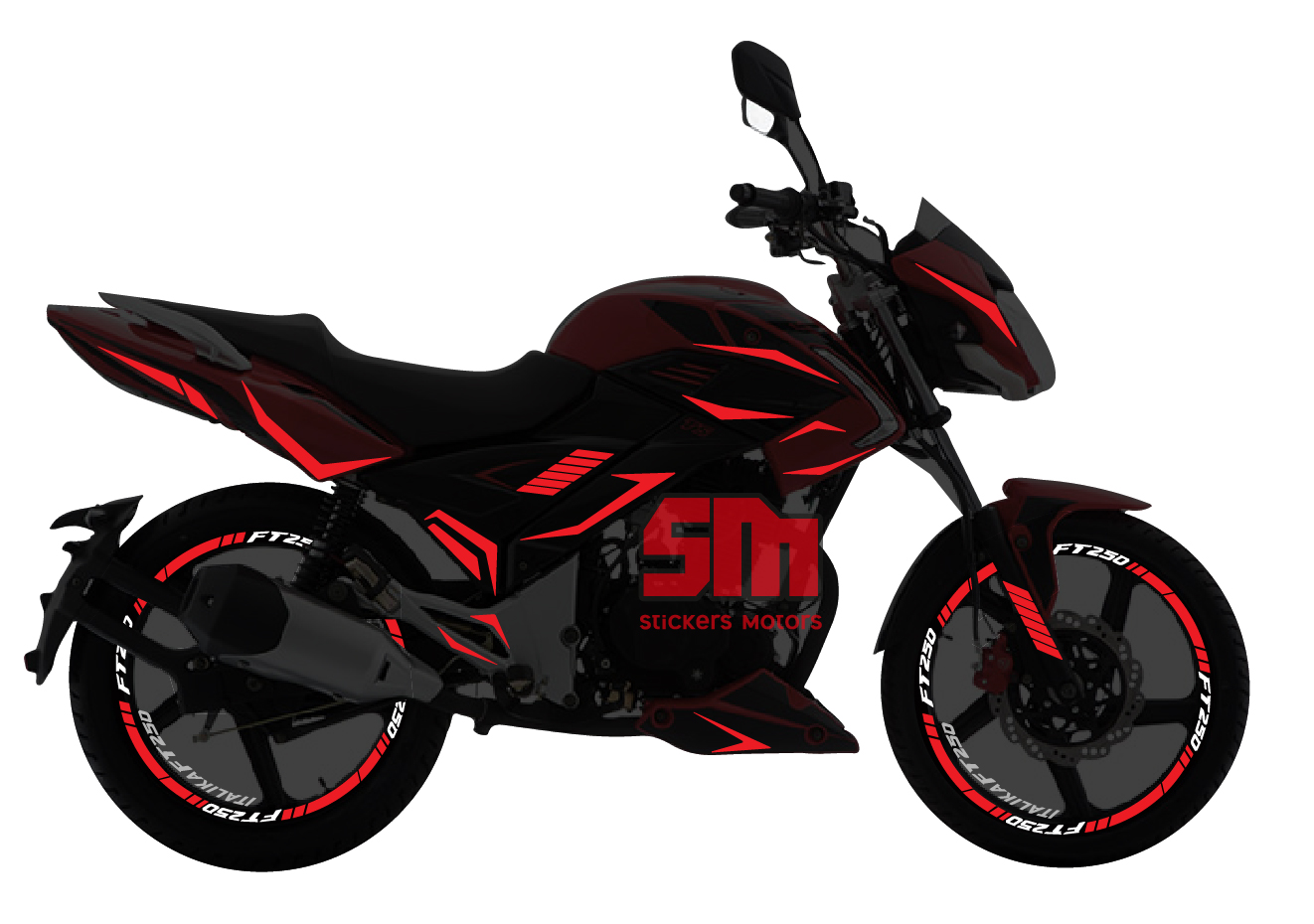 Italika FT250 TS Stickers para tapas y rines