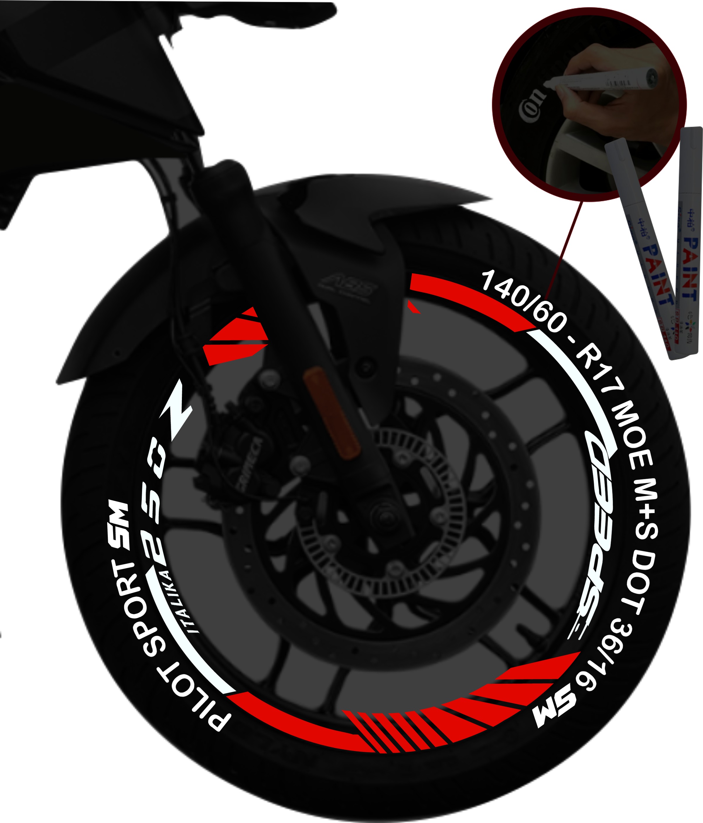 Italika 250z kit de stickers para rines + 2 PLUMONES SKU2044