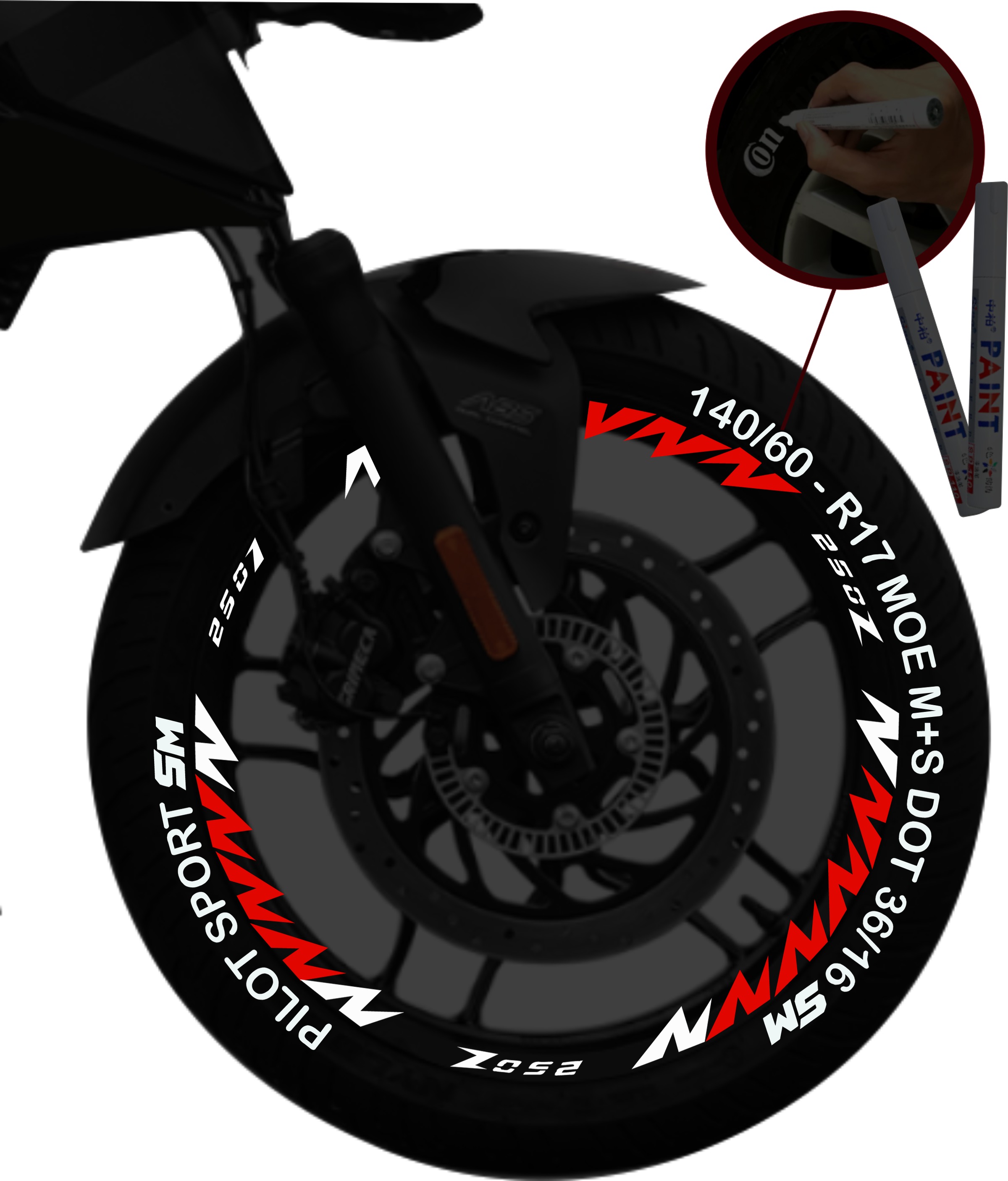 Italika 250z kit de stickers para rines + 2 PLUMONES SKU2049