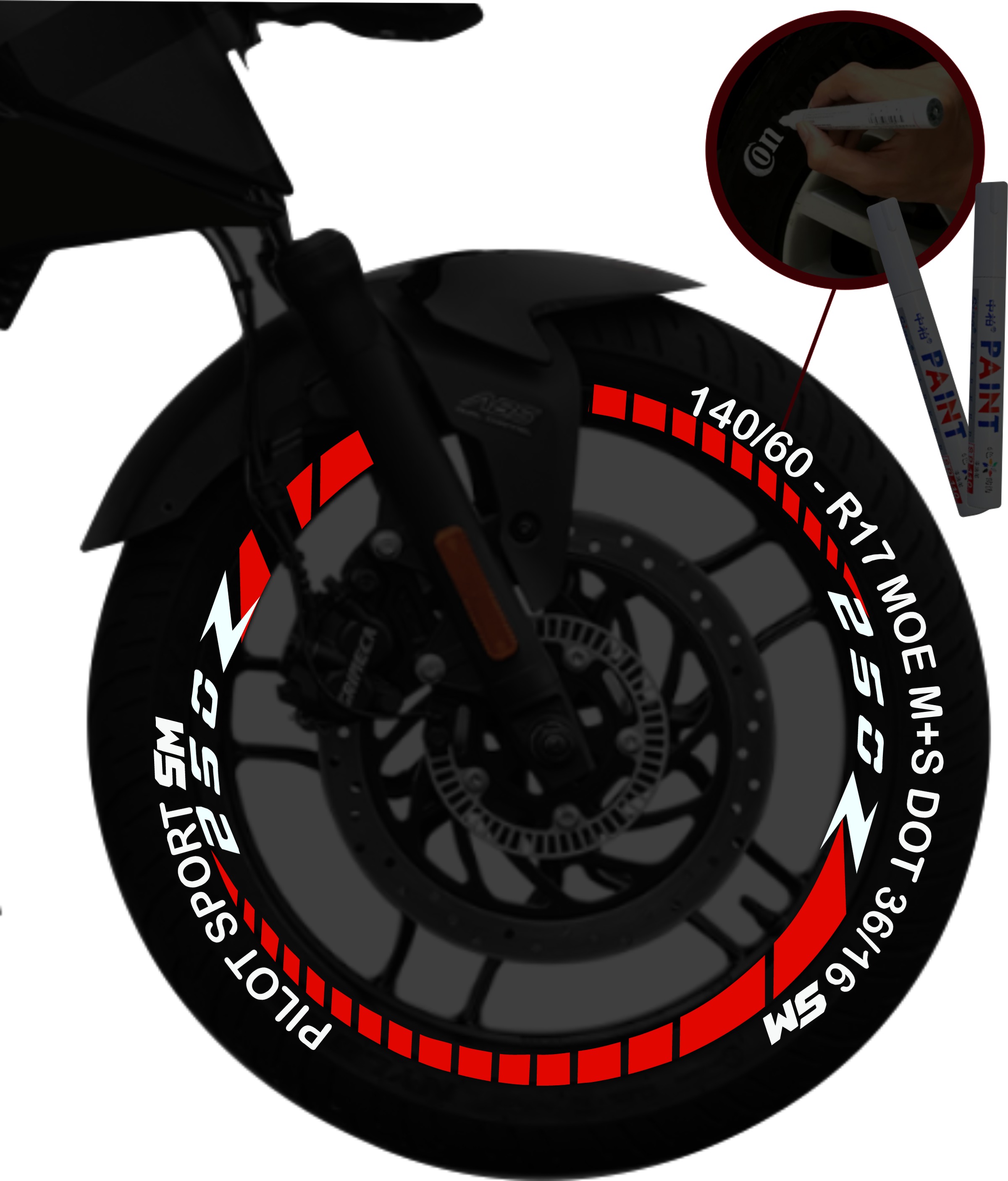 Italika 250z kit de stickers para rines + 2 PLUMONES SKU2050