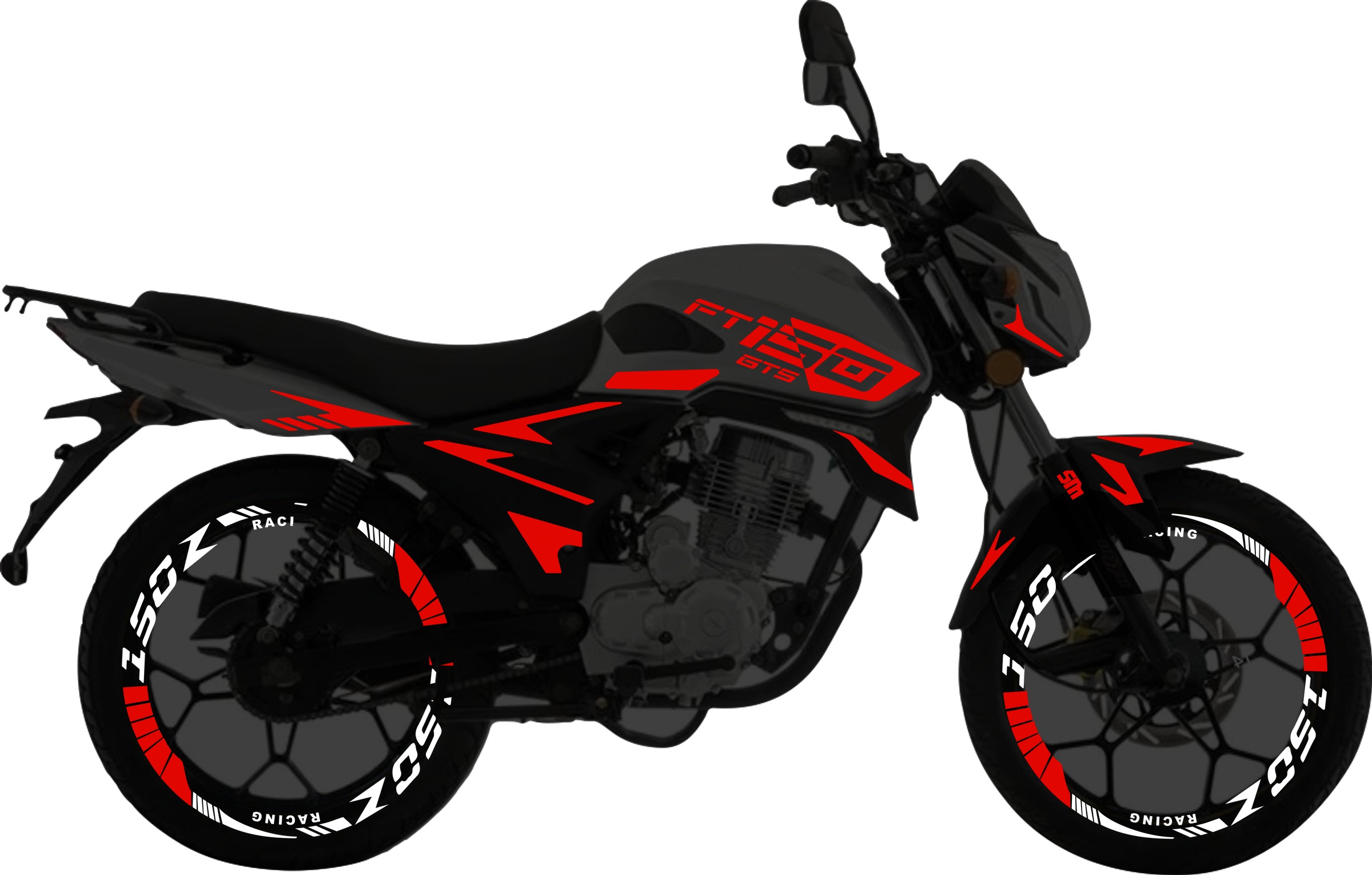 Italika FT150 GTS KIt stickers para tapas y rin