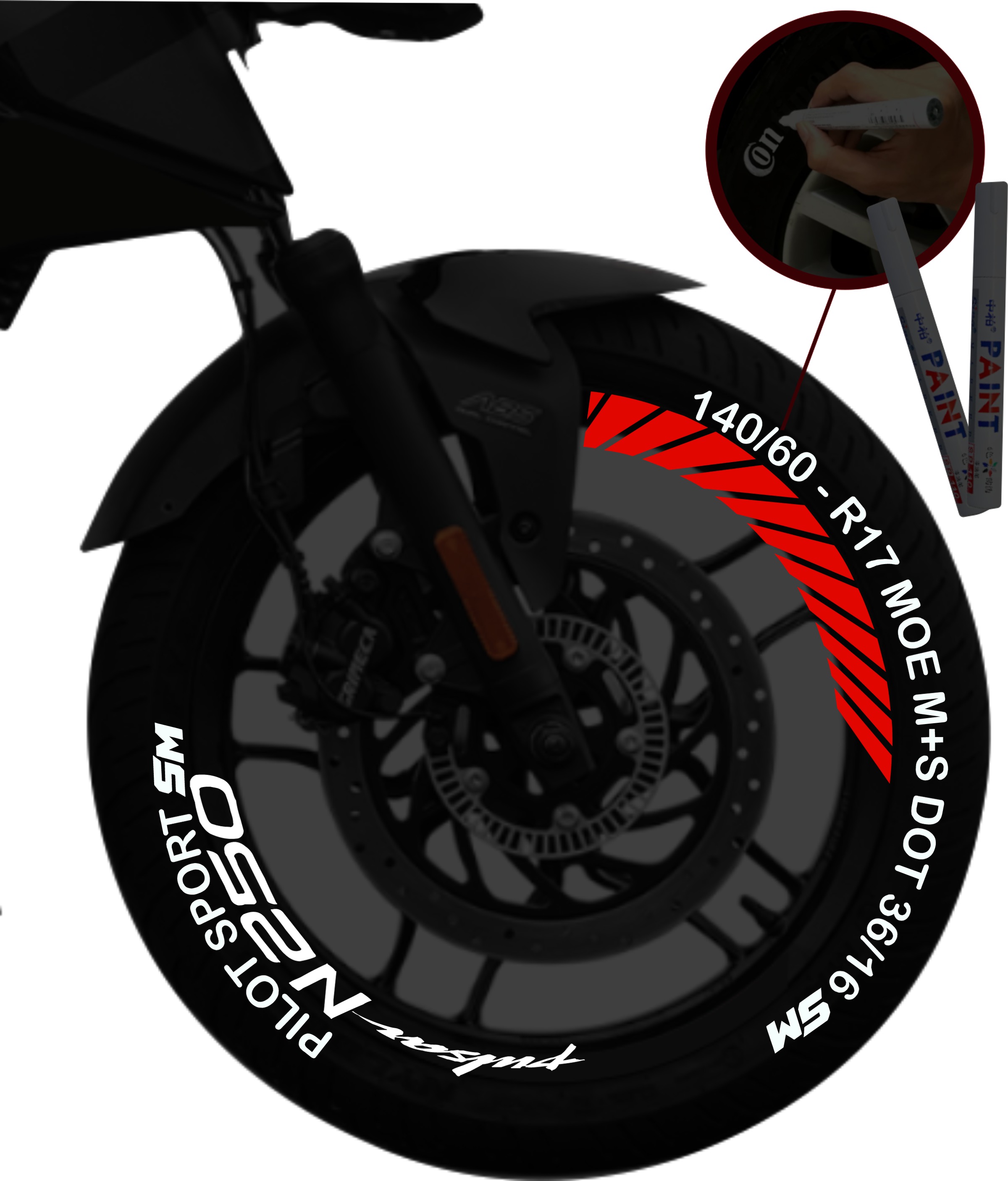 Bajaj Pulsar N250 + 2 Plumones kit de stickers para rines SKU2033