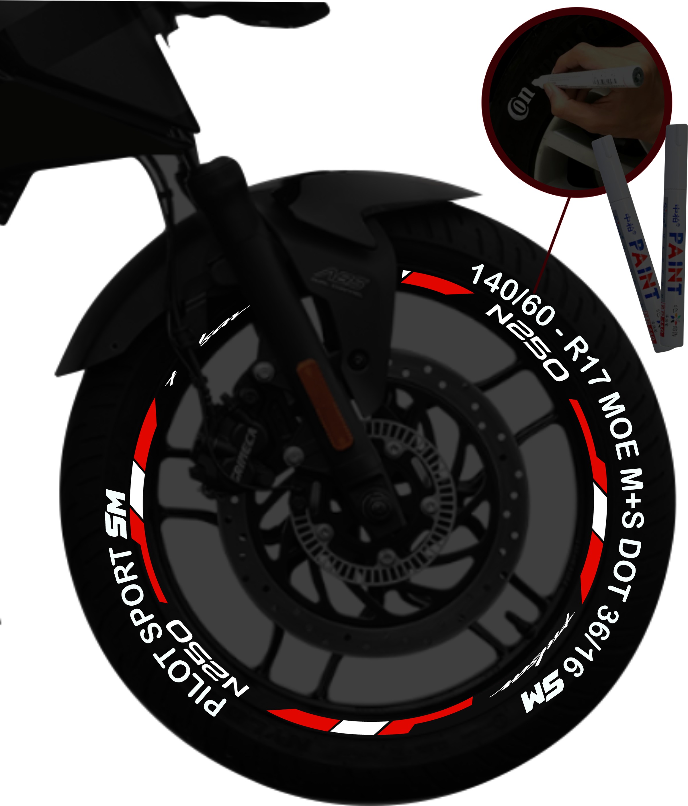 Bajaj Pulsar N250 + 2 Plumones kit de stickers para rines SKU2041