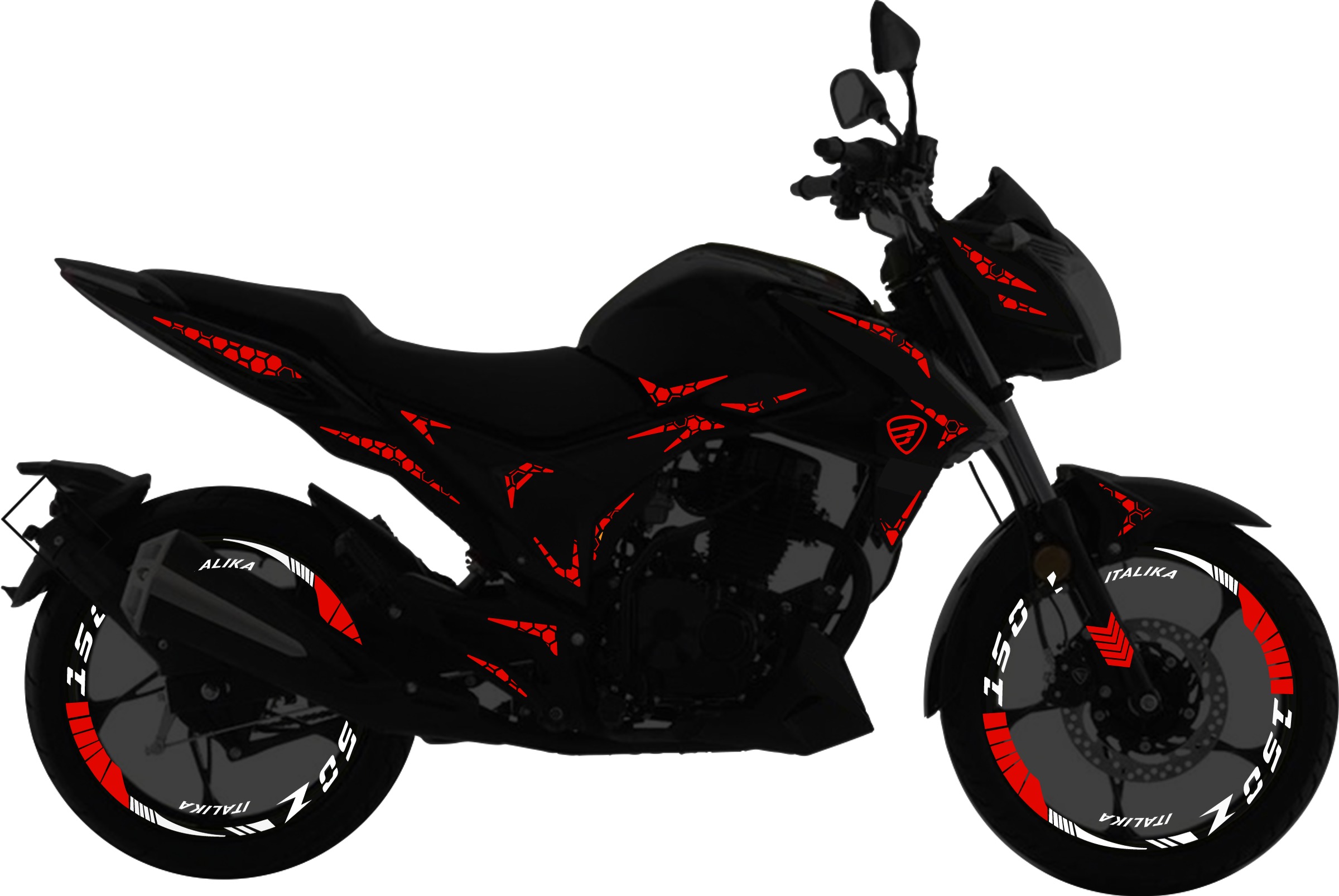 Italika 150Z Kit stickers para tapas y rines