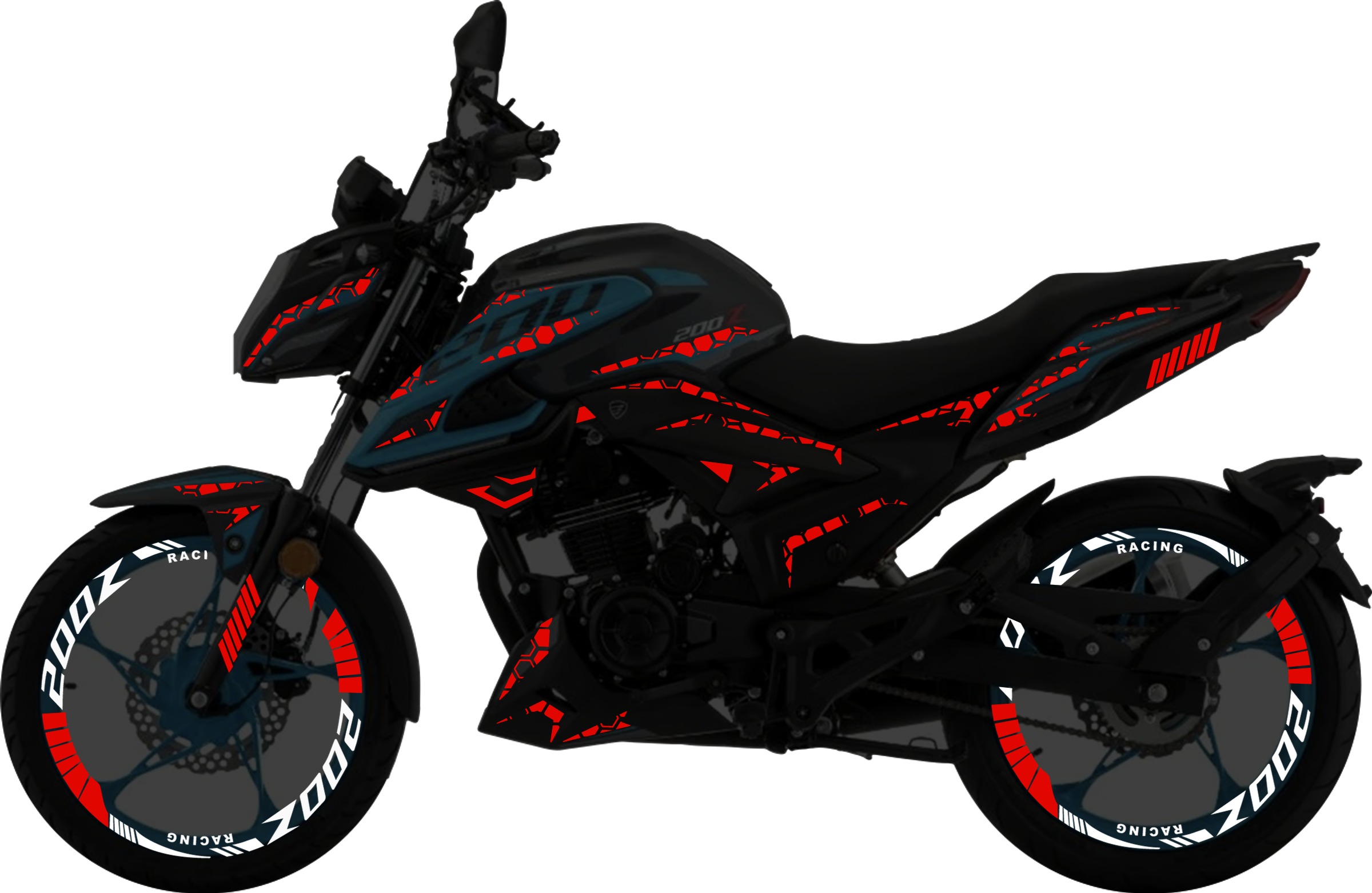 Italika 200Z Kit stickers para tapas y rines