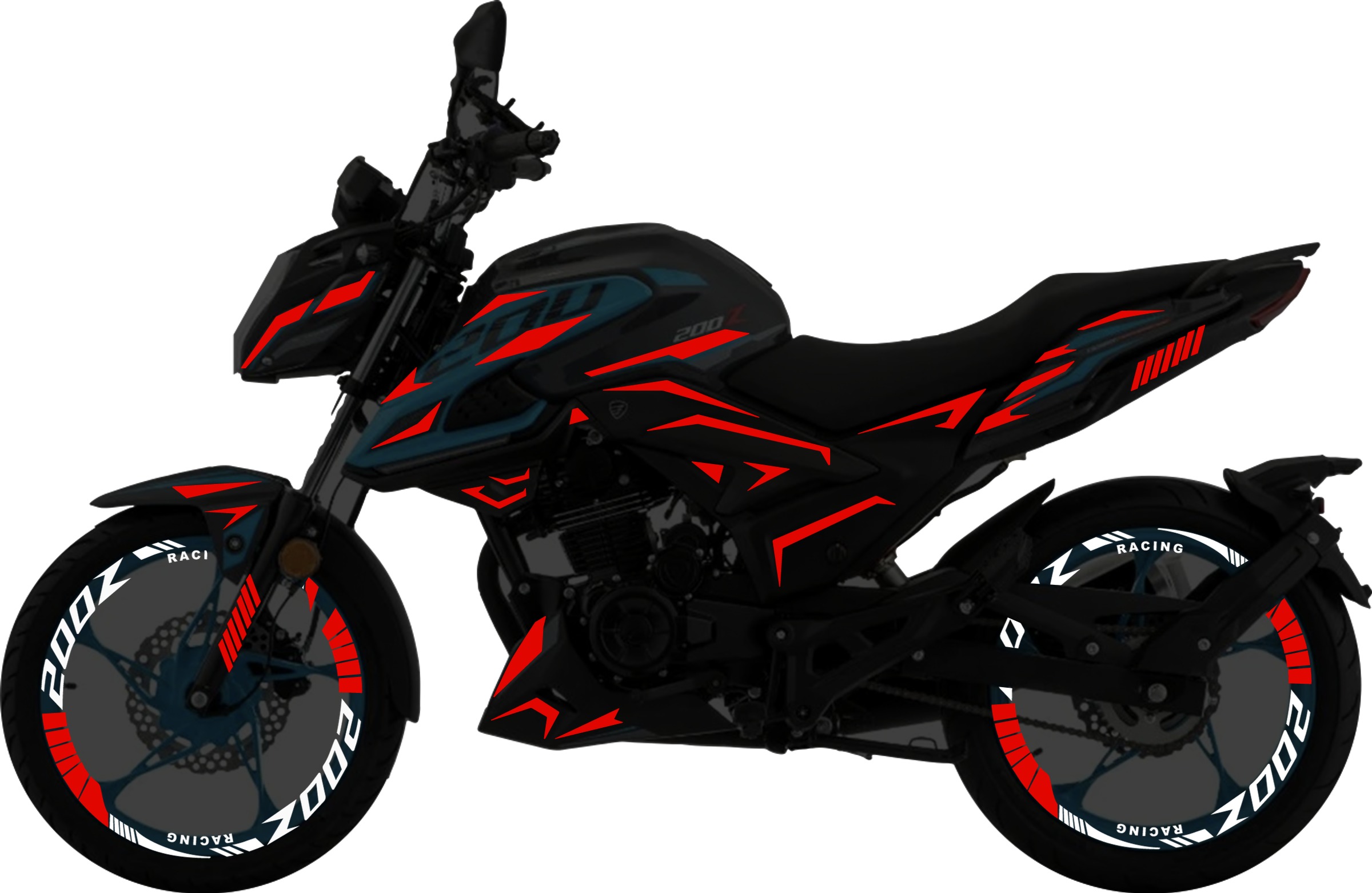 Italika 200Z Kit stickers para tapas y rines