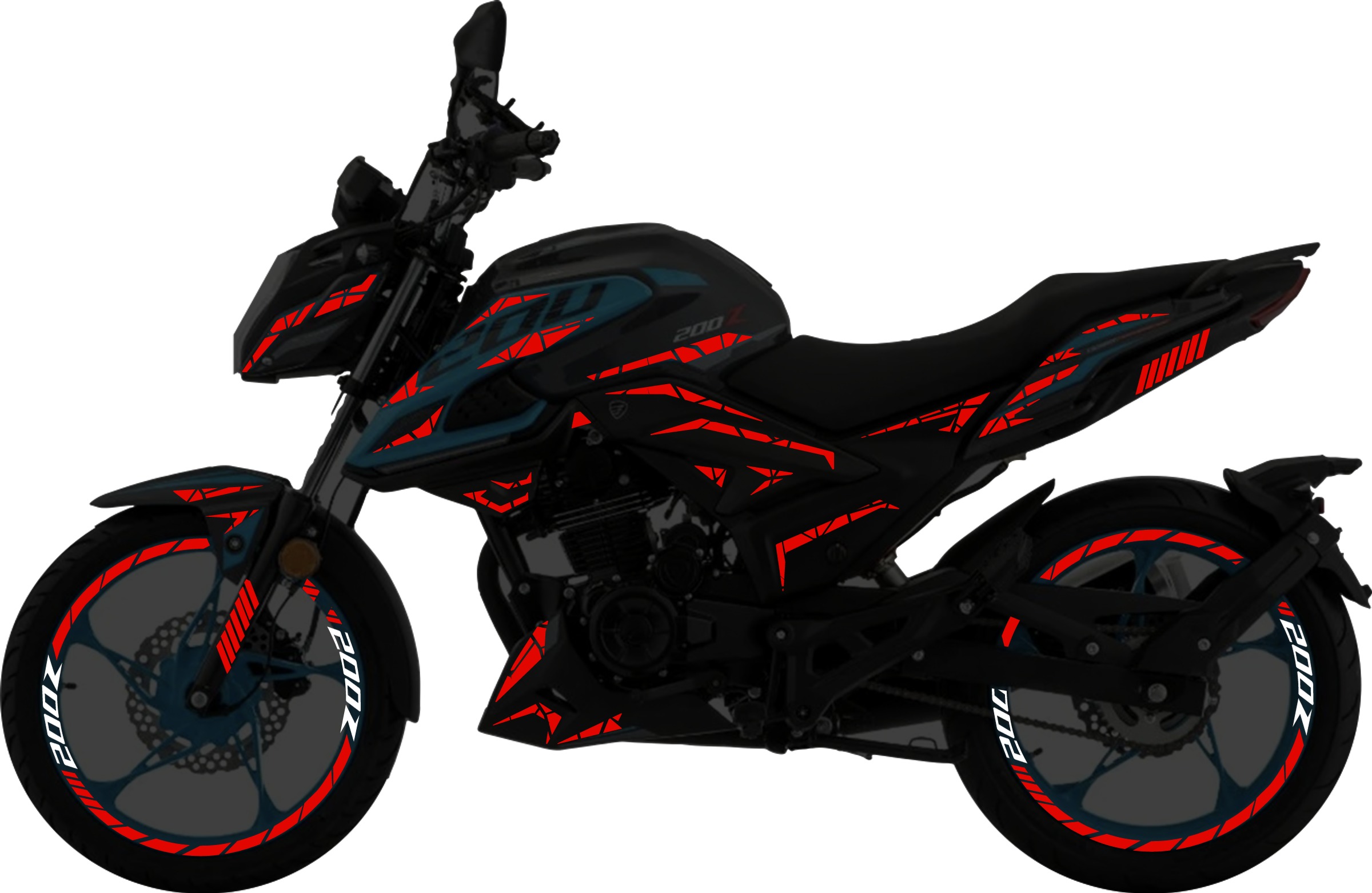 Italika 200Z Kit stickers para tapas y rines