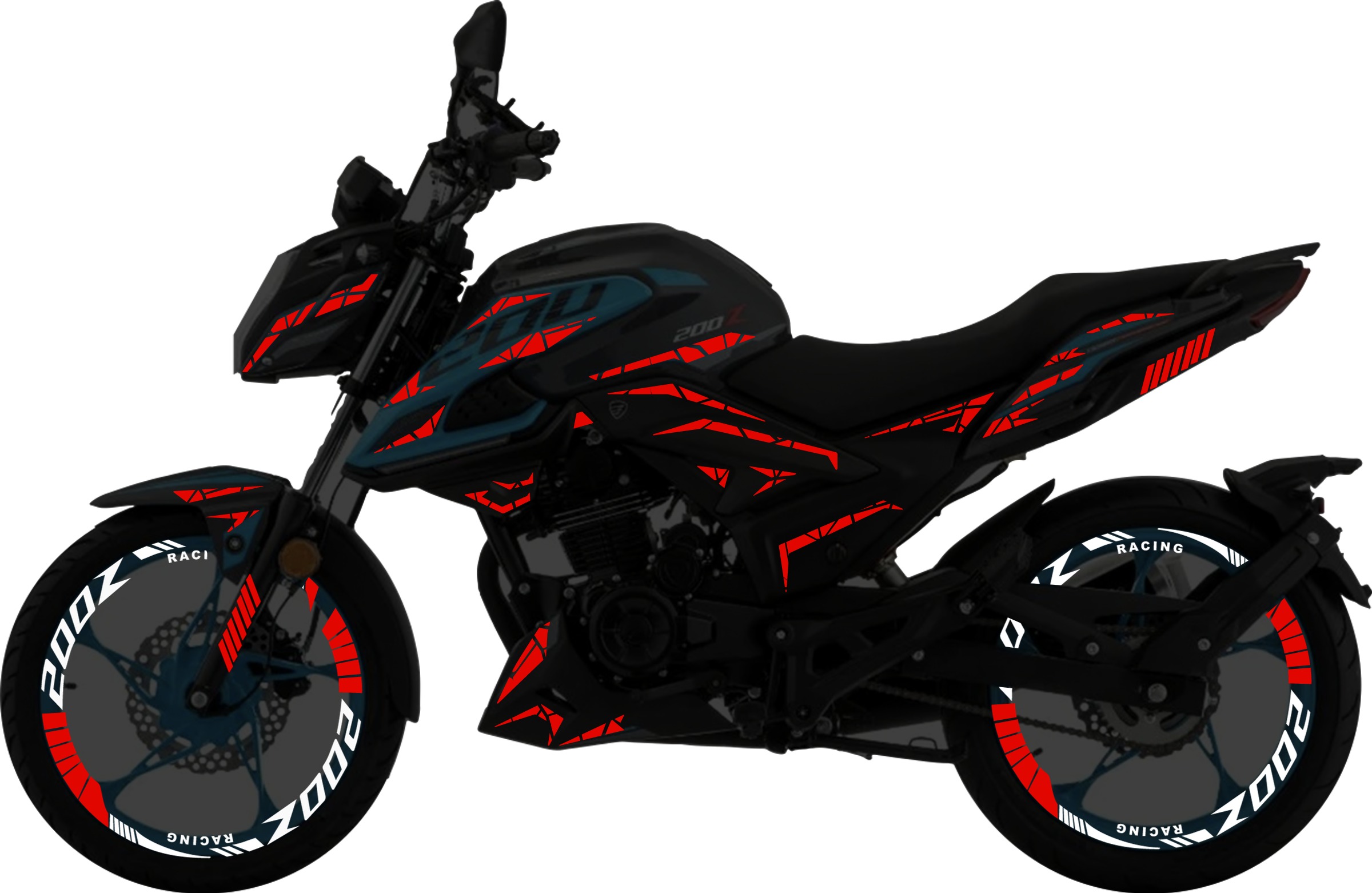 Italika 200Z Kit stickers para tapas y rines