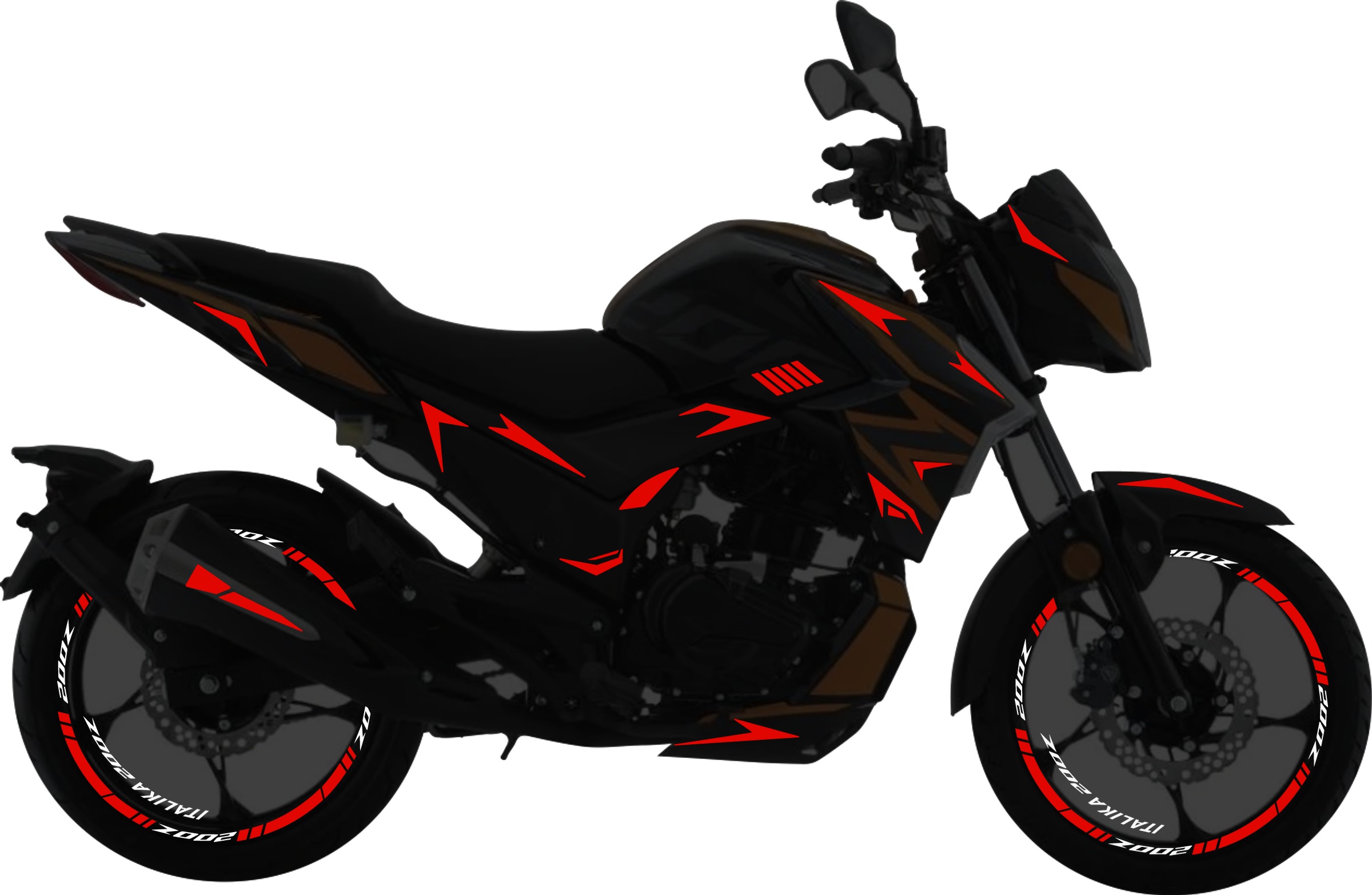 Italika 200Z Kit stickers para tapas y rines