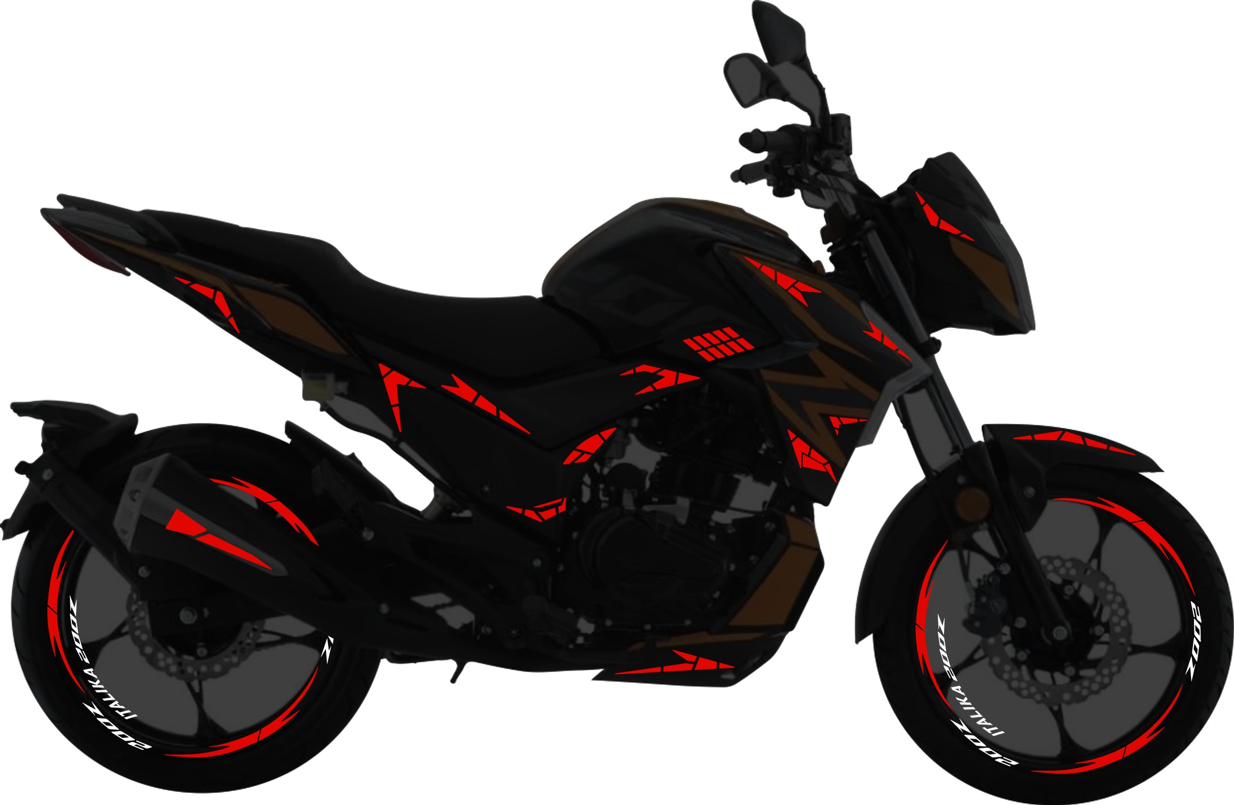 Italika 200Z Kit stickers para tapas y rines