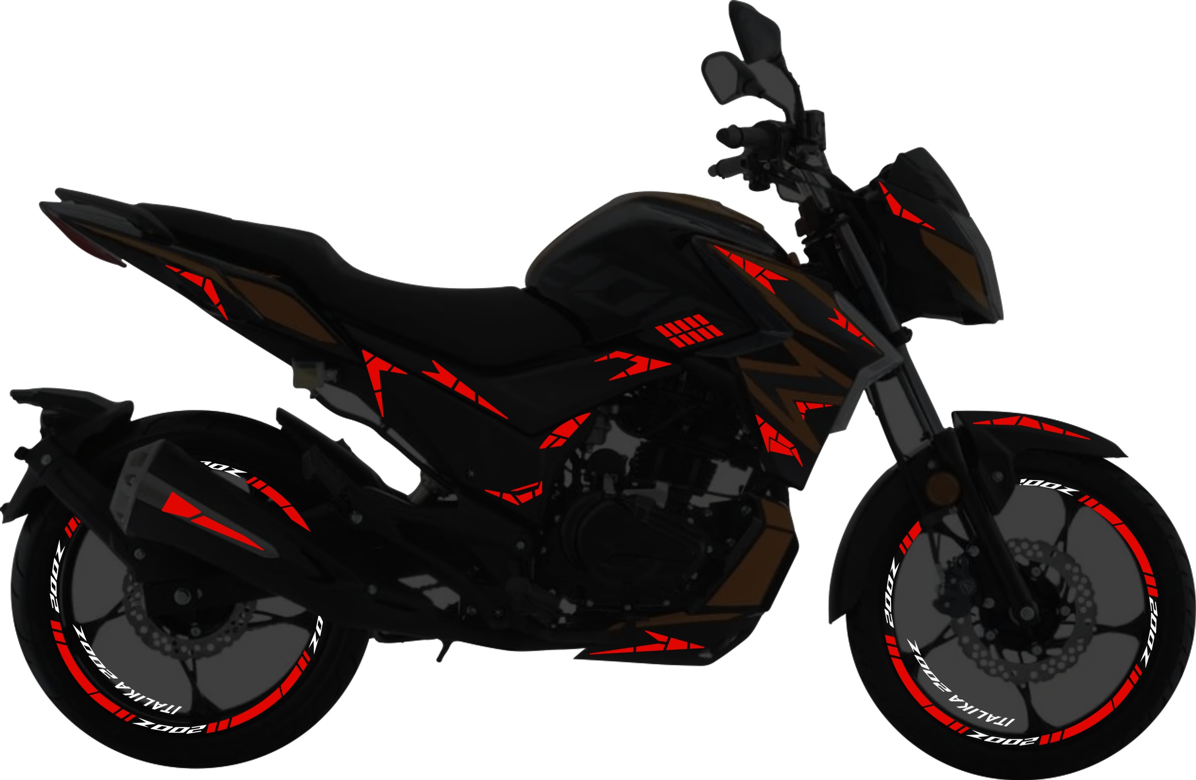 Italika 200Z Kit stickers para tapas y rines