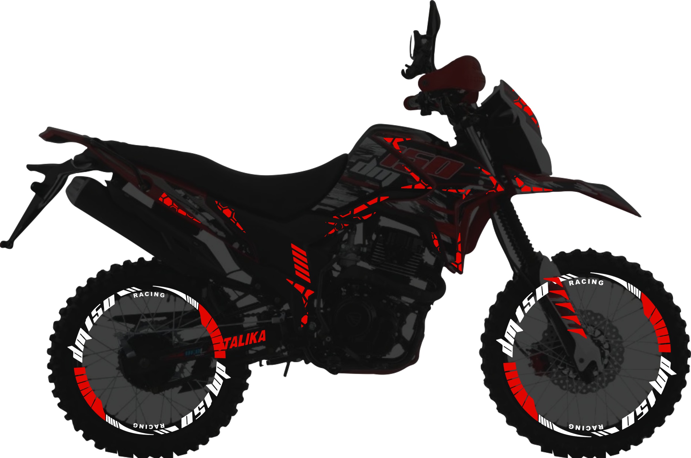Italika DM150 Kit stickers para tapas y rines