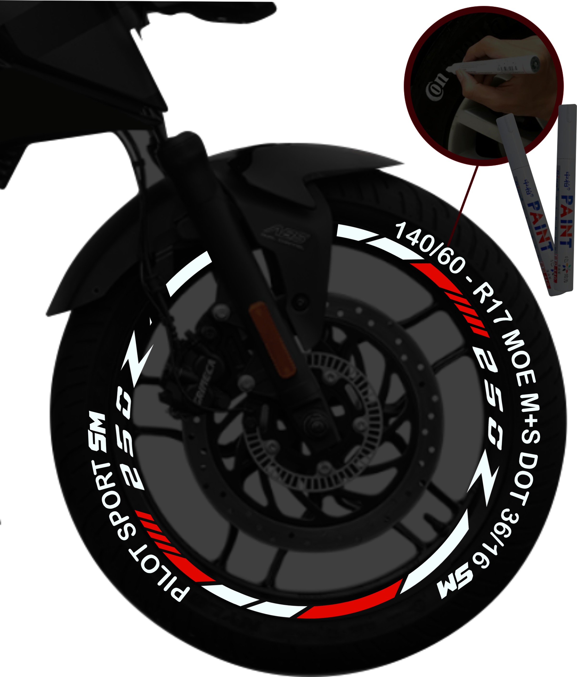 Italika 250z kit de stickers para rines + 2 PLUMONES SKU2015