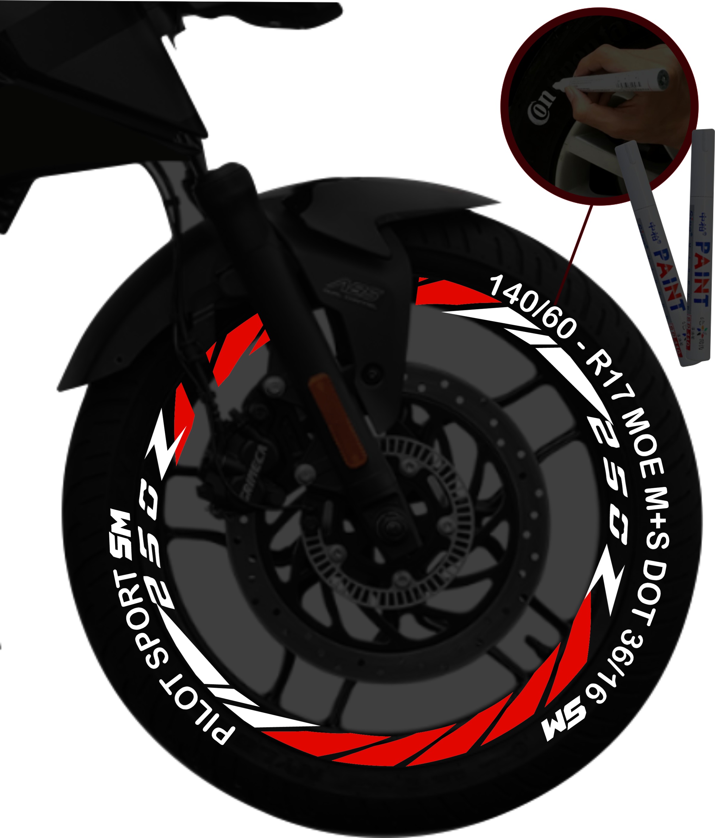 Italika 250z kit de stickers para rines + 2 PLUMONES SKU2019