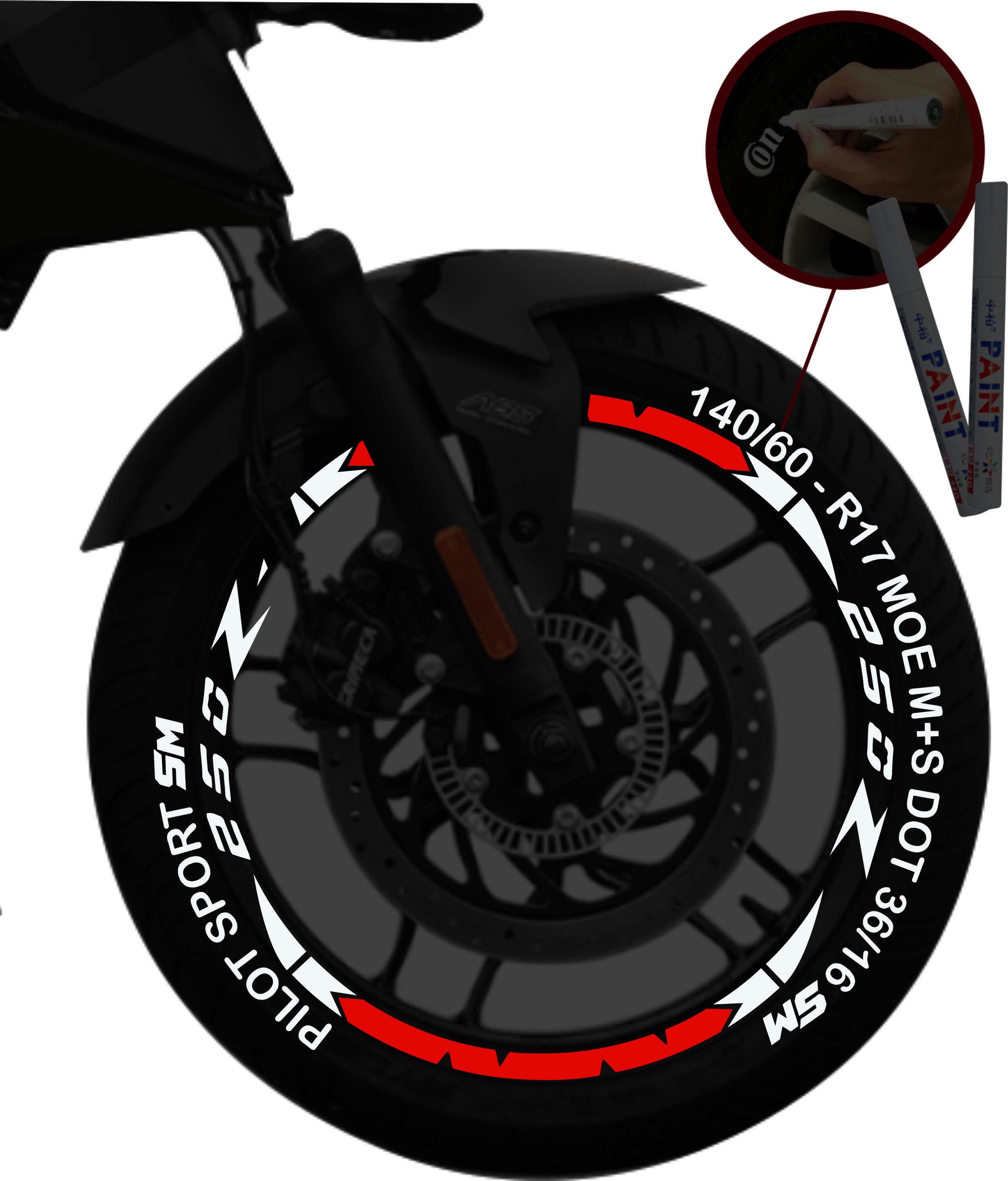 Italika 250z kit de stickers para rines + 2 PLUMONES SKU2021