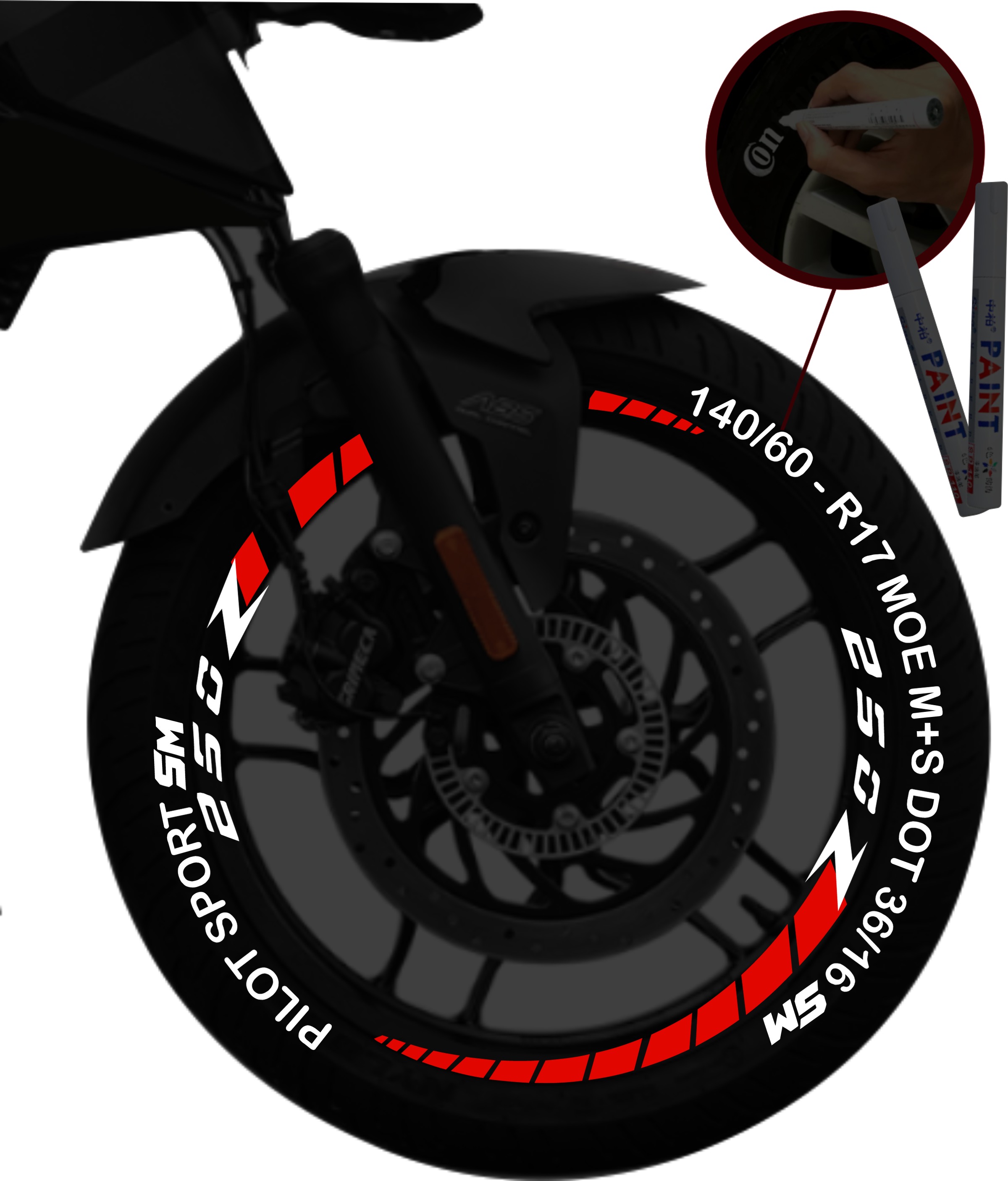 Italika 250z kit de stickers para rines + 2 PLUMONES SKU2032